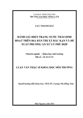 Đánh Giá Hiện Trạng Nước Thải Sinh Hoạt Tại Thị Xã Bắc