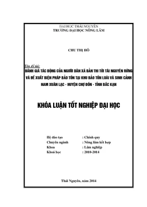 Đánh Giá Tác Động Của Người Dân Bản Thi Tới Tài Nguyên