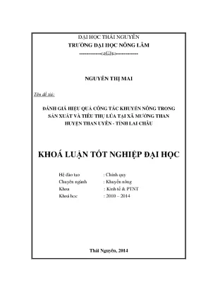 Đánh Giá Hiệu Quả Công Tác Khuyến Nông Trong Sản Xuất Và