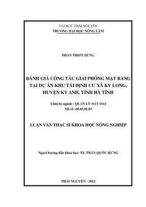 Đánh Giá Công Tác Giải Phóng Mặt Bằng Dự Án Khu Tái Định