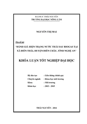 Đánh giá nước thải sau biogas tại xã Diễn Thái, huyện