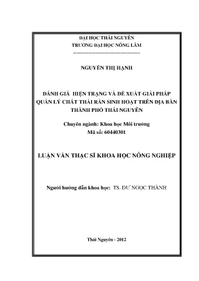 Đánh Giá Hiện Trạng Và Giải Pháp Quản Lý Chất Thải Sinh