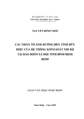 Các nhân tố ảnh hưởng đến hiệu quả hệ thống kiểm soát
