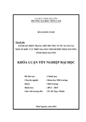 Đánh giá hiện trạng môi trường nước ngầm tại Thái