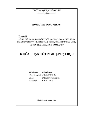 Đánh Giá Công Tác Bồi Thường Giải Phóng Mặt Bằng Dự Án