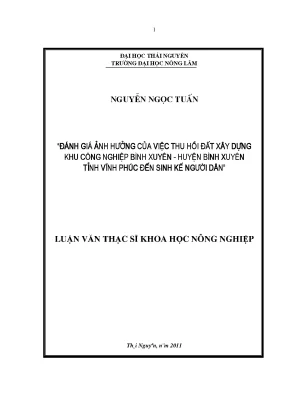 Đánh giá ảnh hưởng thu hồi đất xây dựng KCN Bình Xuyên