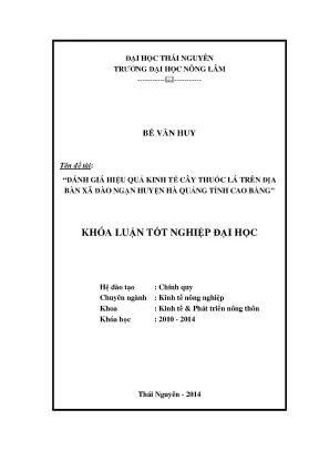 Đánh Giá Hiệu Quả Kinh Tế Cây Thuốc Lá Tại Xã Đào Ngạn,