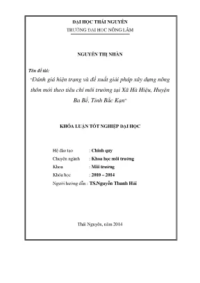 Đánh giá và giải pháp xây dựng nông thôn mới theo tiêu