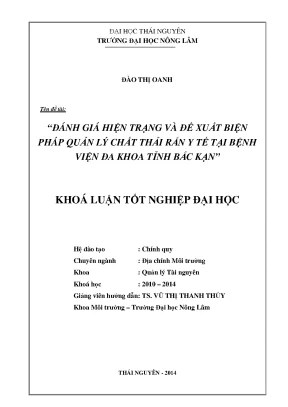 Đánh Giá Hiện Trạng Và Đề Xuất Biện Pháp Quản Lý Chất