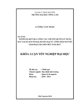 Đánh giá công tác chuyển quyền sử dụng đất tại xã Bản