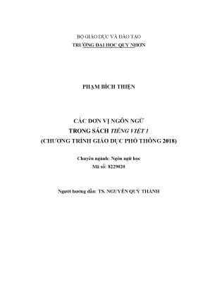 Phân Tích Các Đơn Vị Ngôn Ngữ Trong Sách Tiếng Việt 1 -