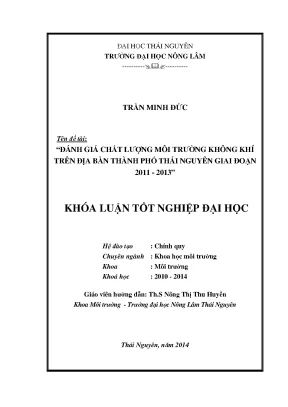 Đánh Giá Chất Lượng Không Khí Tại Thái Nguyên Giai Đoạn