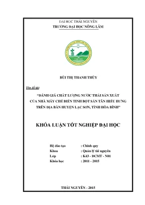 Đánh giá chất lượng nước thải nhà máy tinh bột sắn Tân 