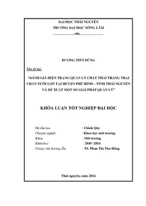 Đánh Giá Hiện Trạng Và Đề Xuất Phương Pháp Quản Lý Chất