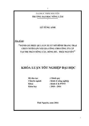 Đánh Giá Hiệu Quả Sản Xuất Mô Hình Trang Trại Chăn Nuôi