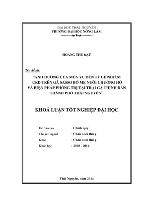 Ảnh hưởng của mùa vụ đến tỷ lệ nhiễm CRD trên gà Sasso