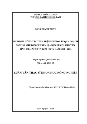 Đánh Giá Công Tác Quy Hoạch Khu Dân Cư Huyện Phổ Yên,