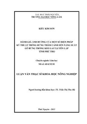 Đánh giá ảnh hưởng biện pháp kỹ thuật trồng rừng thâm