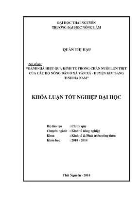 Đánh Giá Hiệu Quả Kinh Tế Chăn Nuôi Lợn Thịt Tại Xã Văn