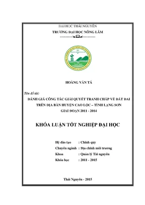 Đánh Giá Công Tác Giải Quyết Tranh Chấp Đất Đai Tại