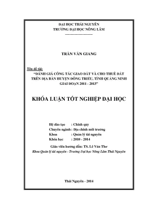 Đánh Giá Công Tác Giao Đất Và Cho Thuê Đất Tại Huyện