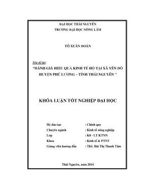 Đánh Giá Hiệu Quả Kinh Tế Hộ Tại Xã Yên Đổ, Huyện Phú
