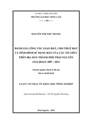 Đánh Giá Công Tác Giao Đất, Thuê Đất Và Sử Dụng Đất Tại