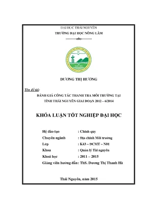 Đánh Giá Công Tác Thanh Tra Môi Trường Tại Tỉnh Thái 