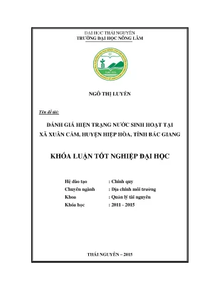 Đánh Giá Hiện Trạng Nước Sinh Hoạt Tại Xã Xuân Cẩm,