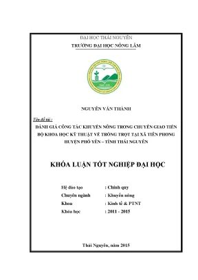 Đánh Giá Công Tác Khuyến Nông Trong Chuyển Giao Kỹ Thuật