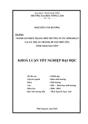 Đánh Giá Hiện Trạng Môi Trường Nước Sinh Hoạt Tại Xã 