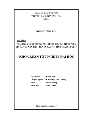 Đánh Giá Chất Lượng Môi Trường Nông Thôn Tại Xã Vạn Thọ,