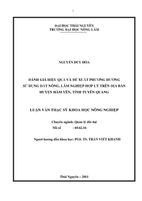 Đánh Giá Hiệu Quả Sử Dụng Đất Nông Lâm Nghiệp Tại Huyện