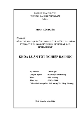 Đánh Giá Hiệu Quả Công Nghệ Xử Lý Nước Thải Tại Mỏ Tuyển
