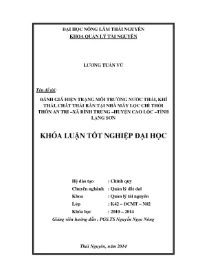Đánh giá hiện trạng môi trường nước thải, khí thải, chất