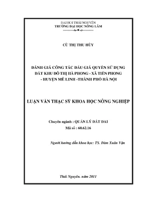 Đánh Giá Công Tác Đấu Giá Quyền Sử Dụng Đất Khu Đô Thị