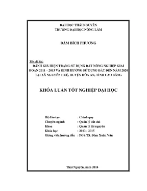 Đánh giá hiện trạng sử dụng đất nông nghiệp 2011-2013 và