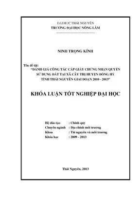 Đánh Giá Cấp Giấy Chứng Nhận Quyền Sử Dụng Đất Tại Xã