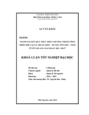 Đánh giá kết quả chương trình nông thôn mới tại xã Trung