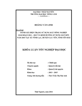 Đánh giá hiện trạng sử dụng đất nông nghiệp 2011-2013 và