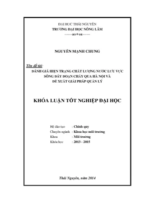 Đánh Giá Chất Lượng Nước Sông Đáy Qua Hà Nội Và Giải