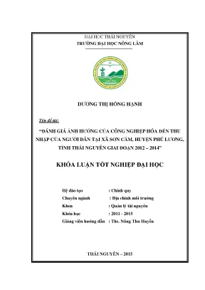 Ảnh hưởng của công nghiệp hóa đến thu nhập người dân xã