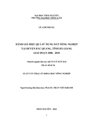 Đánh Giá Hiệu Quả Sử Dụng Đất Nông Nghiệp Tại Huyện Bắc