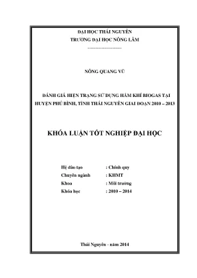 Đánh giá hiện trạng sử dụng hầm khí biogas tại huyện Phú
