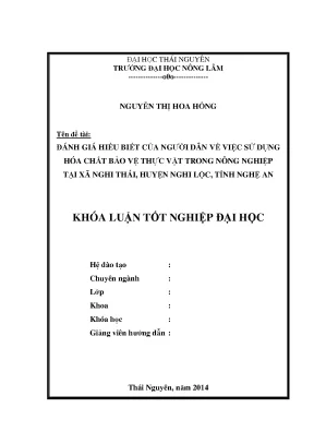 Đánh giá hiểu biết người dân về sử dụng hóa chất bảo vệ