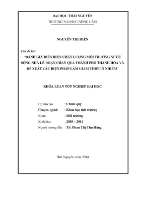 Đánh giá chất lượng nước sông Nhà Lê qua thành phố Thanh