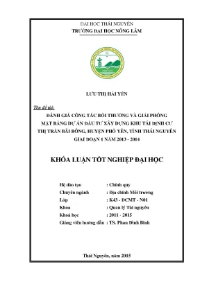Đánh Giá Công Tác Bồi Thường & Giải Phóng Mặt Bằng Dự Án