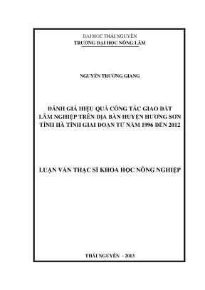 Đánh Giá Hiệu Quả Giao Đất Lâm Nghiệp Tại Huyện Hương