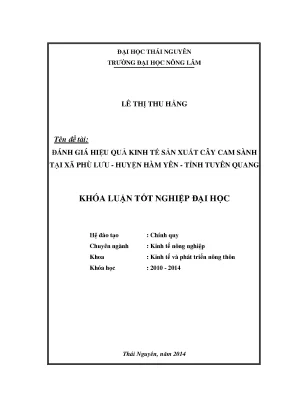 Đánh giá hiệu quả kinh tế sản xuất cam sành tại Tuyên Quang