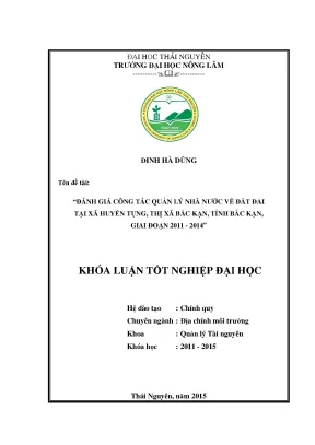 Đánh Giá Quản Lý Nhà Nước Về Đất Đai Tại Xã Huyền Tụng,